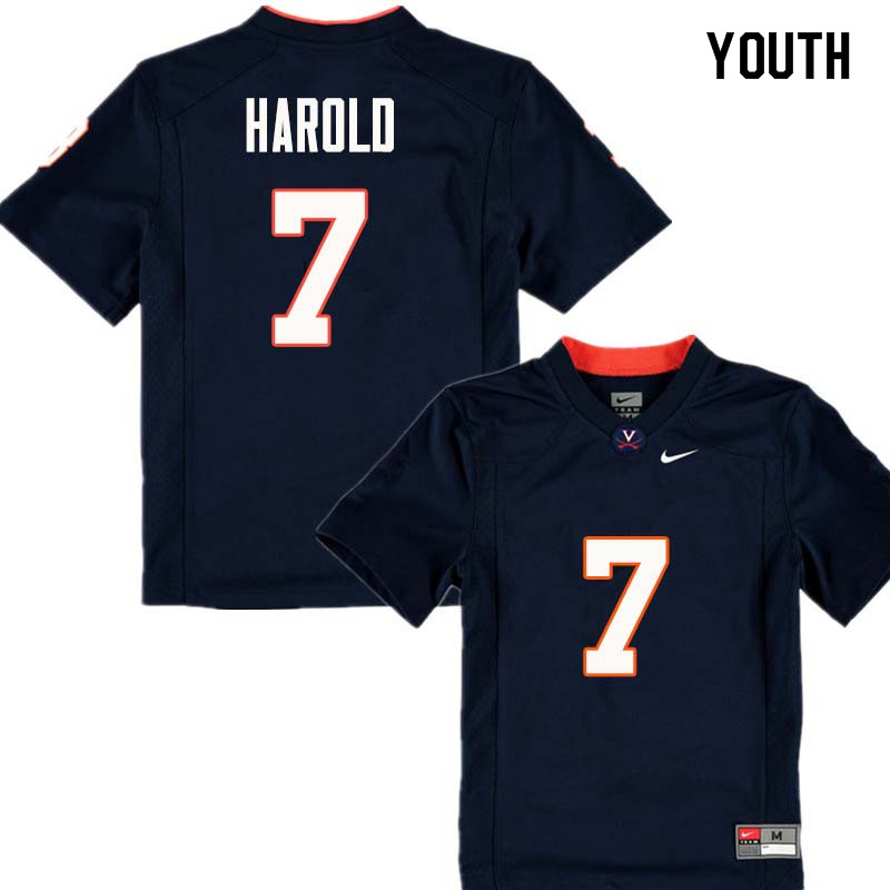 Youth #7 Eli Harold Virginia Cavaliers College Football Jerseys Sale-Navy - Click Image to Close